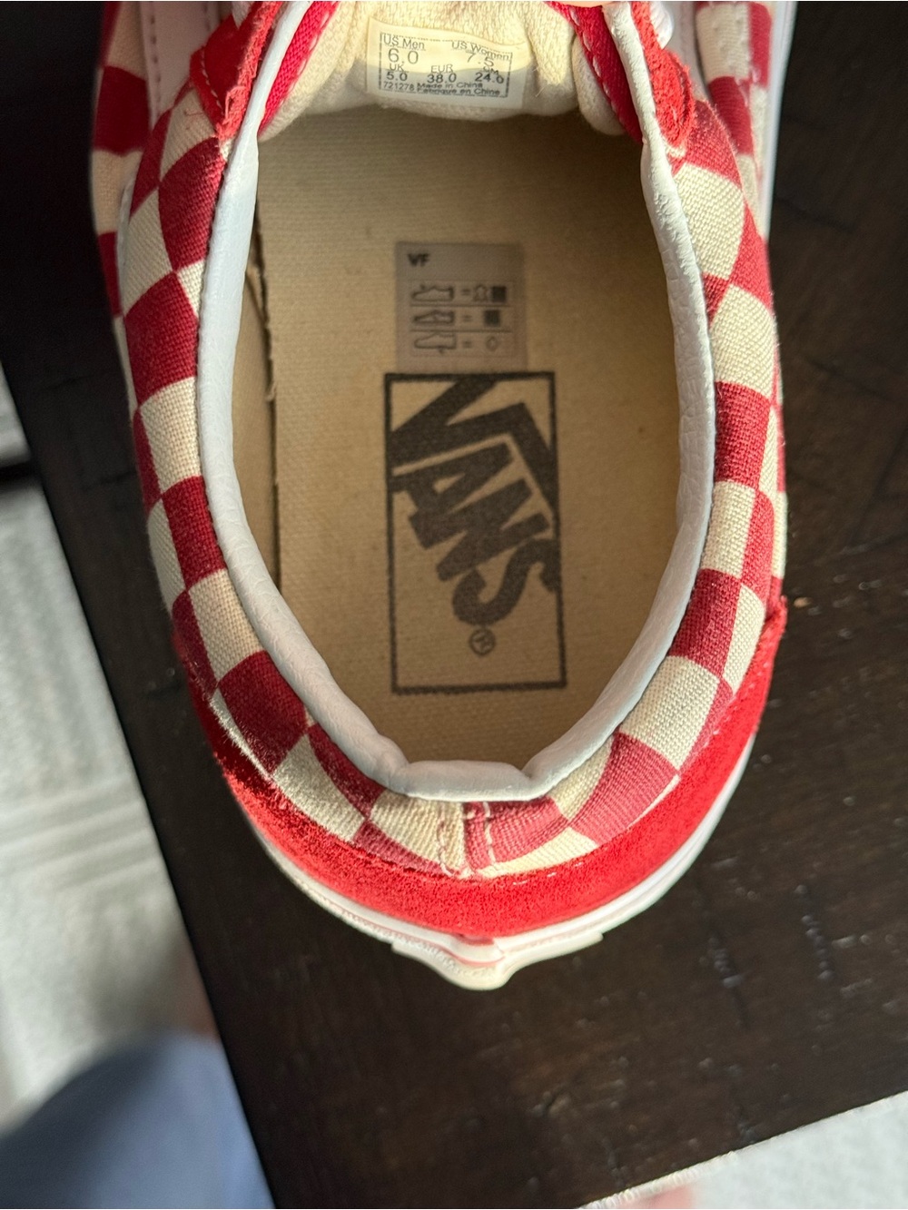 Old Skool Red Checkerboard Skate Shoes with White Stripe - Picture 8 of 8